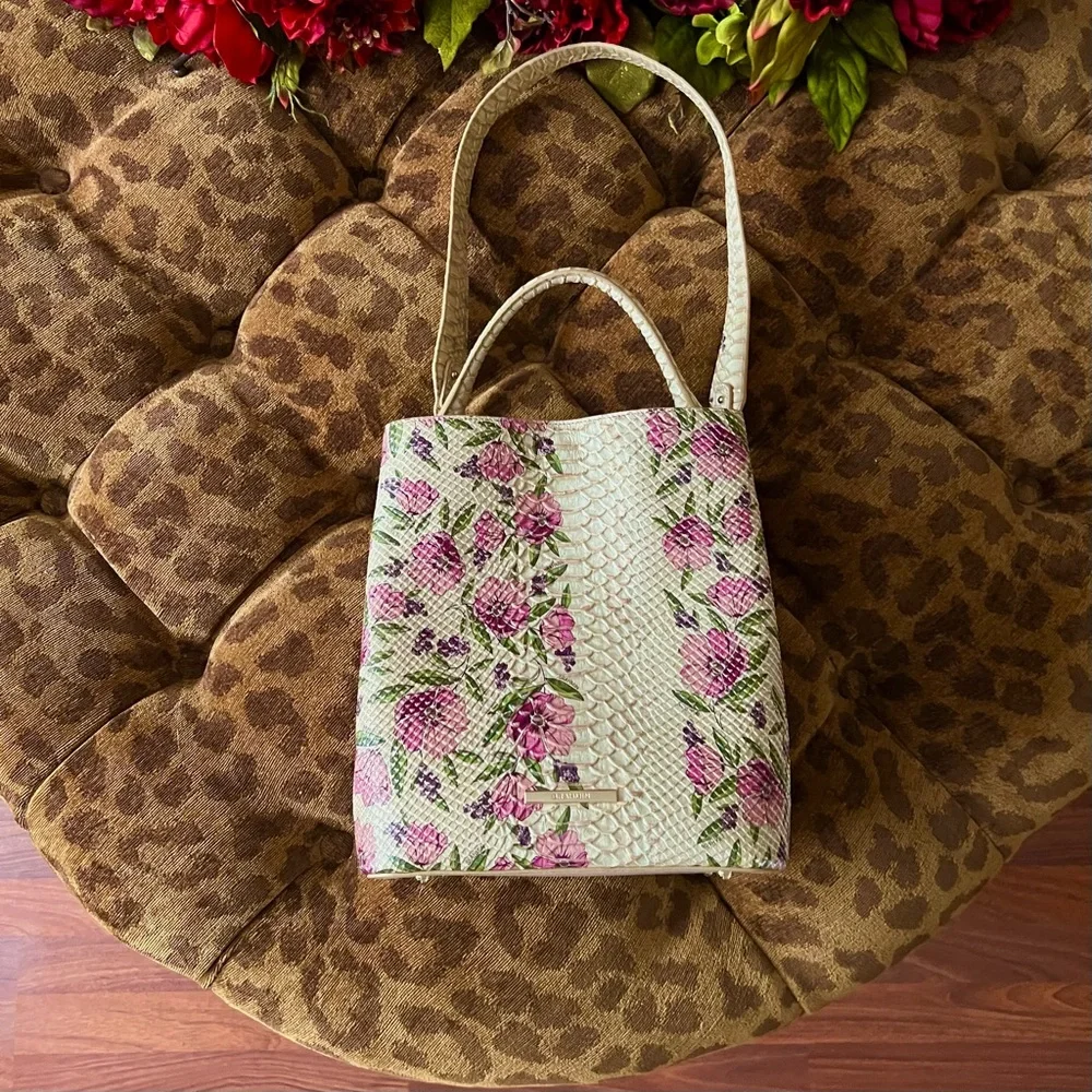 Brahmin Amelia Labyrinth Handbag Purple Flowers - Picture 5 of 14